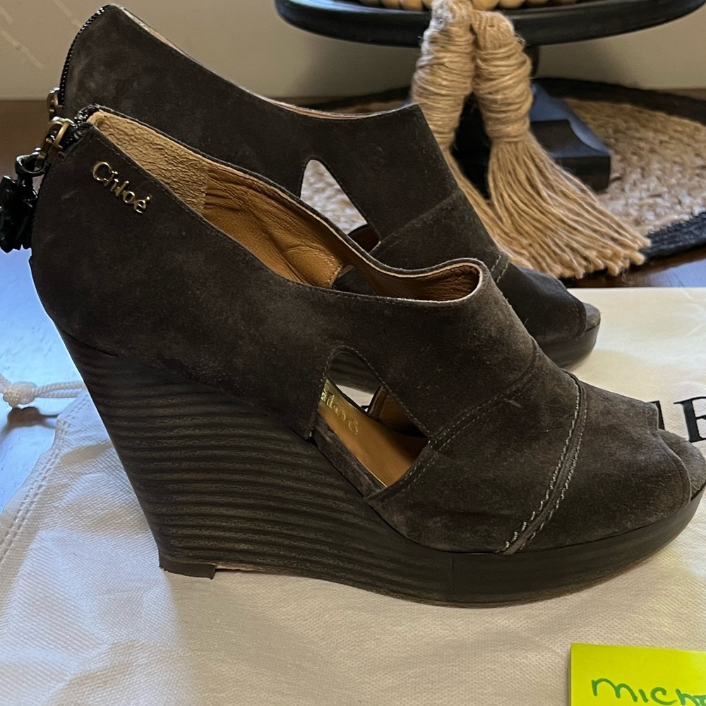 Chloe suede wedge heels size 39/8.5